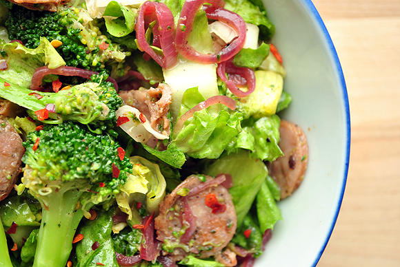 roccoli Escarole Salad with Warm Mustard Vinaigrette