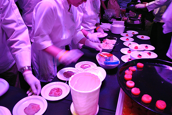 Chefs preparing hors d'oeuvres. Chefs preparing hors d'oeuvres.