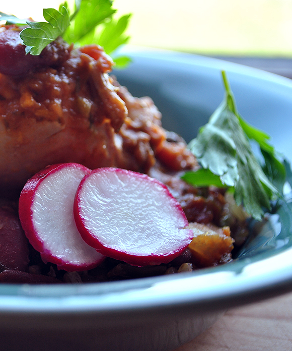 Sliced radishes as a refreshing garnish.