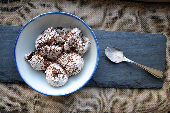 Mascarpone Ice Cream with Espresso Chocolate Shavings